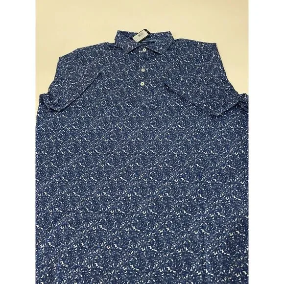 NWT Johnnie-O Bali Floral Printed Jersey Performance Polo Lake Blue LARGE $98 - Picture 5 of 7
